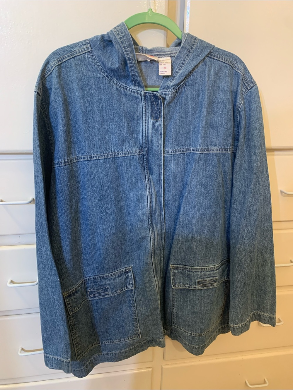 bill blass Blue Hooded Denim Jacket